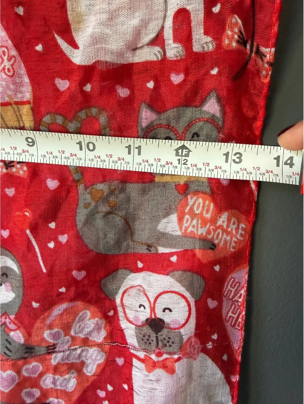 Red Animal Print Scarf with Cats and Dogs Pattern